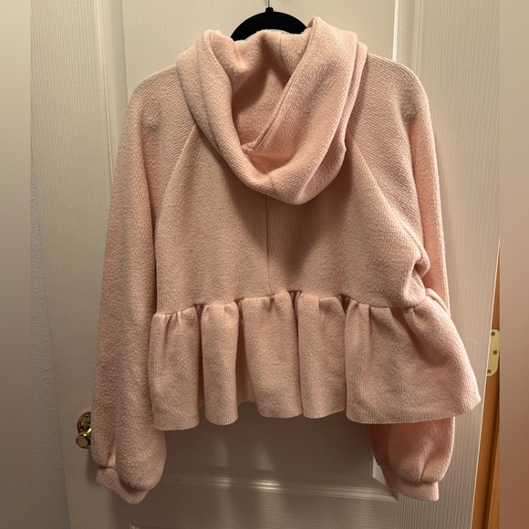 Out from under Urban Outfitters Peach Hooded Peplum Woman’s Medium Sweater - Picture 3 of 3